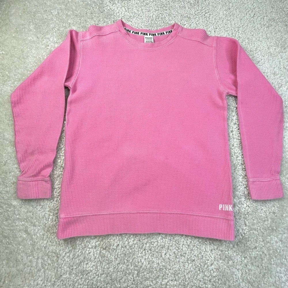 Victoria’s Secret PINK Ribbed Knit Shirt Comfy Casual Lounge Preppy Small